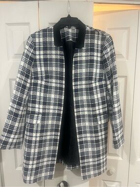 Kasper Black, White, & Blue Plaid Blazer Jacket